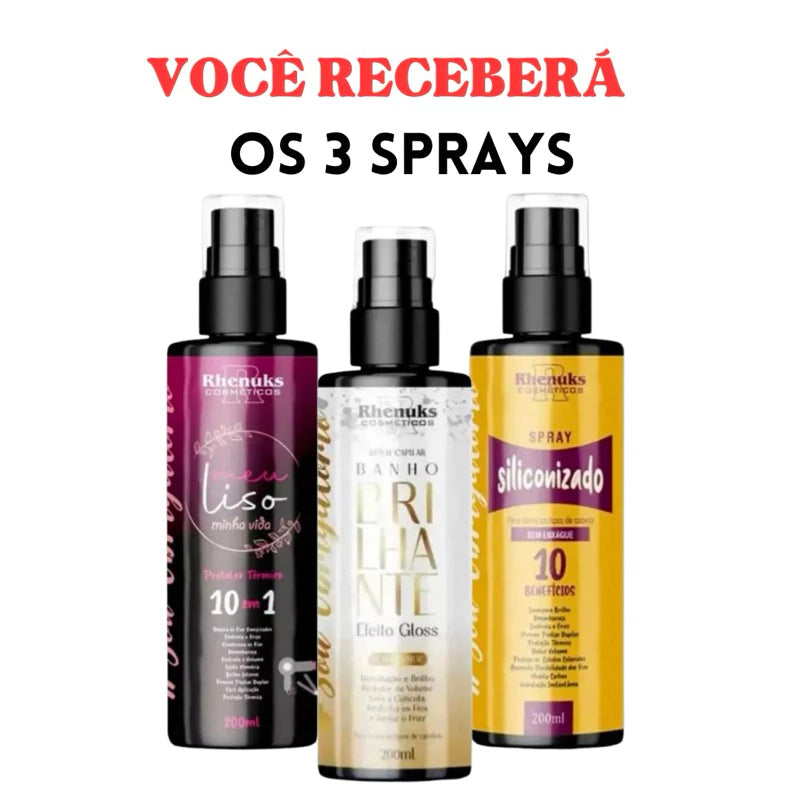 Kit Completo de Sprays para Cabelos – Brilho, Hidratação e Proteção em Um Só Lugar!